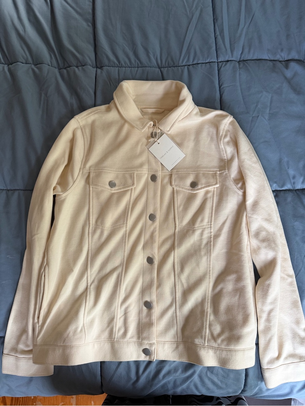 Thread & Supply Cream Button-Up Jean Jacket